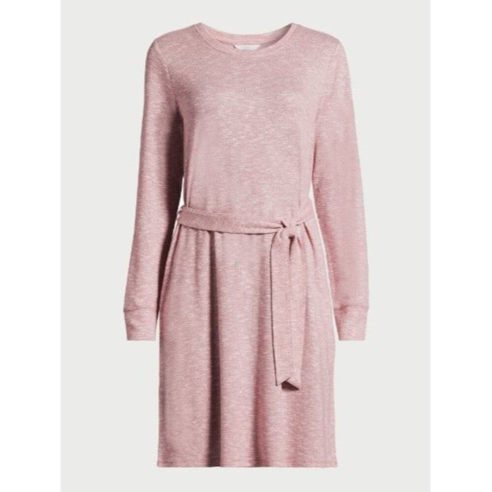 Pink and white space dyed hacci‎ tie waist dress NWT XL